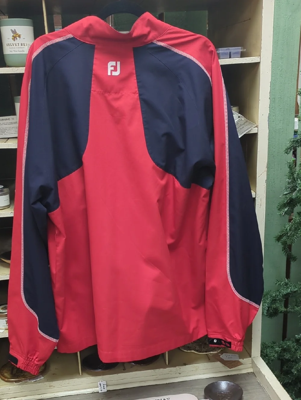 Footjoy GOLF Red and Navy Half-Zip Pullover Jacket - Picture 2 of 5
